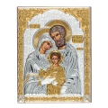 Srebrny Obrazek Święta Rodzina. Złocony. Średni.