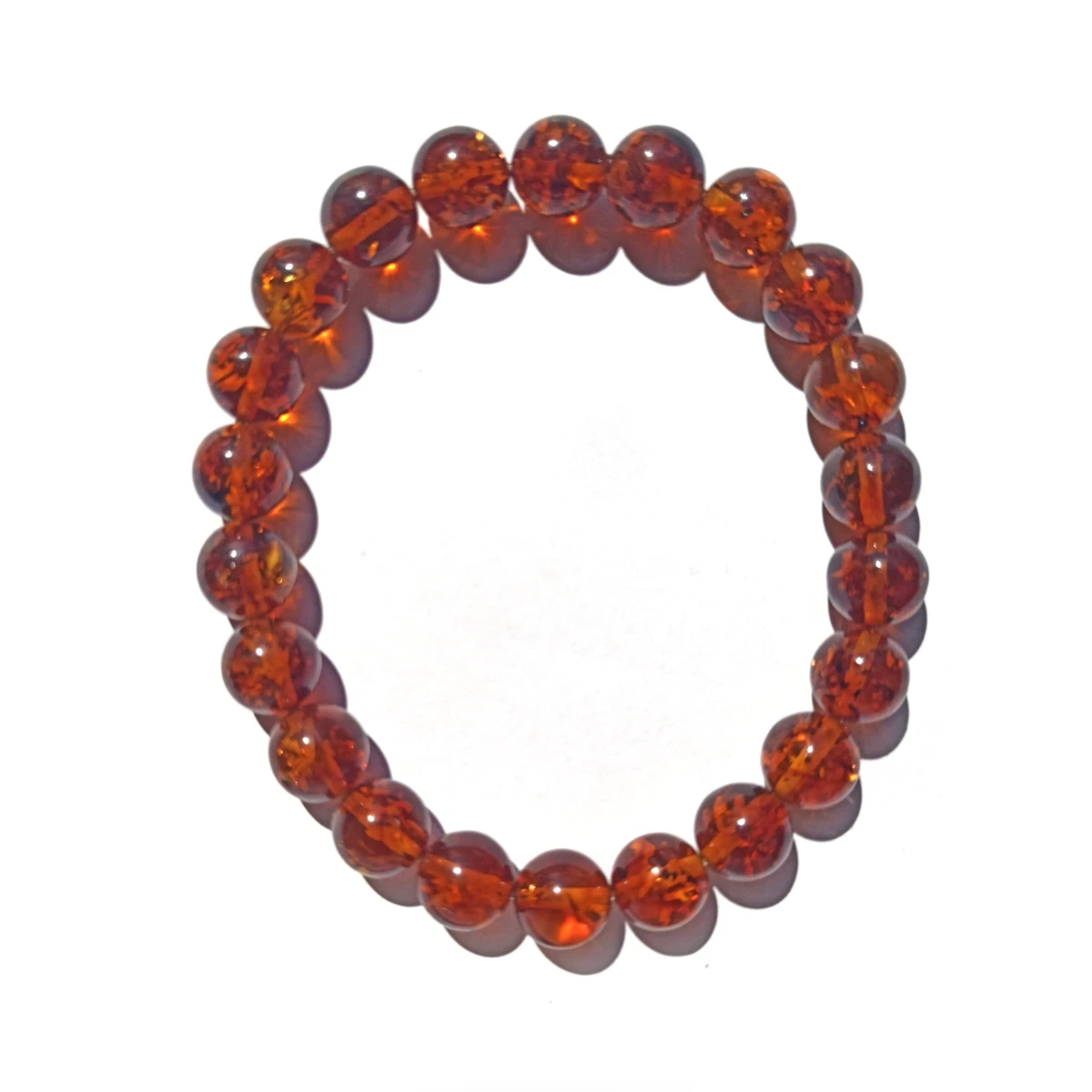 Bransoletka na gumce z naturalnego bursztynu