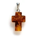 Krzyżyk bursztyn ze srebrem