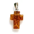Krzyżyk bursztyn ze srebrem