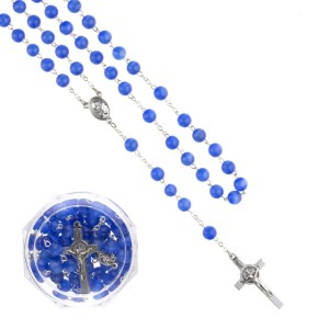 Różaniec z kamienia naturalnego  kocie oko. Łączony metalem.  