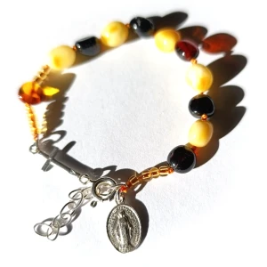 Różaniec bransoletka, dziesiątka. Bursztyn.  