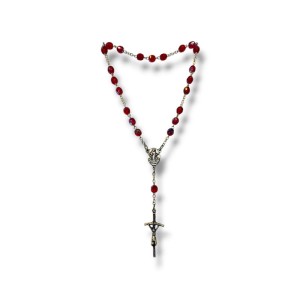 Koronka pokoju z modlitwą. Czerwone koraliki  