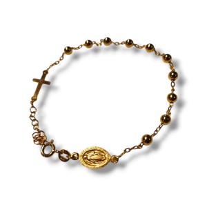 Bransoletka, różaniec ze srebra pozłacana.