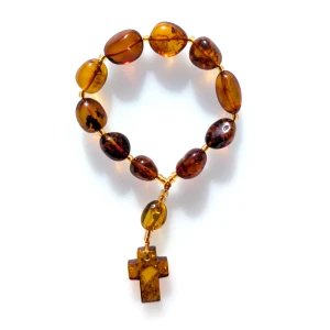 Różaniec bursztynowy. Dziesiątka na sznurku. Duże paciorki.