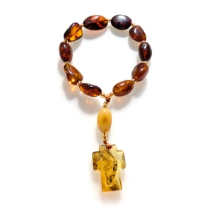 Różaniec bursztynowy. Dziesiątka na sznurku. Duże paciorki.