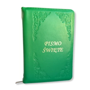 Biblia Tysiąclecia - oprawa skóra zielona. Paginowana