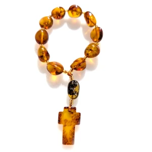Różaniec bursztynowy. Dziesiątka na sznurku. Duże paciorki. 