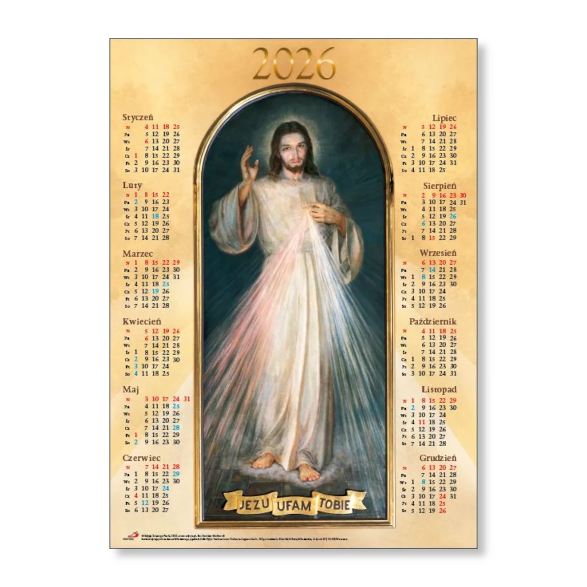 Kalendarz 2026 - plakatowy średni "Jezus Miłosierny"