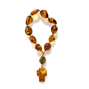 Różaniec bursztynowy. Dziesiątka na sznurku. Duże paciorki.  