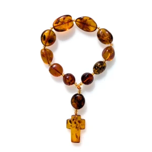 Różaniec bursztynowy. Dziesiątka na sznurku. Duże paciorki. 