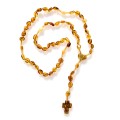 Różaniec bursztynowy na sznurku. Krzyż bursztynowy