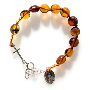 Różaniec bransoletka, dziesiątka. Bursztyn. 