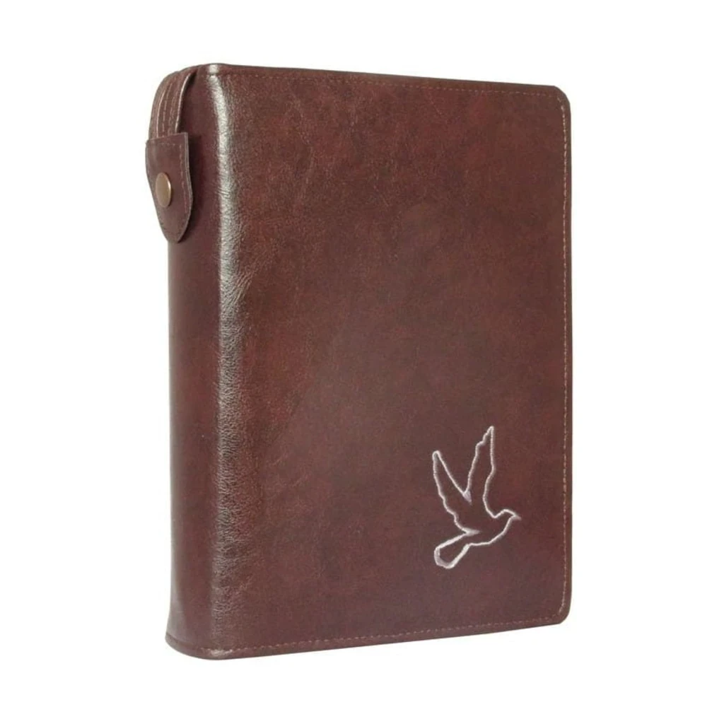 Etui na Pismo Święte Edycja Św. Pawła duże kasztanowe z szarym haftem