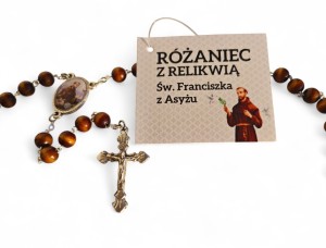 Różaniec z relikwią  Św Franciszka