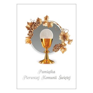 Chleb Życia . Życzenia na Komunię wz.1 karnet z kopertą  z cytatem  św. Jana Pawła  II