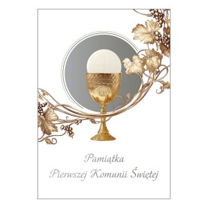 Chleb Życia . Życzenia na Komunię wz.2  karnet z kopertą  z cytatem  Carlo Acutis 
