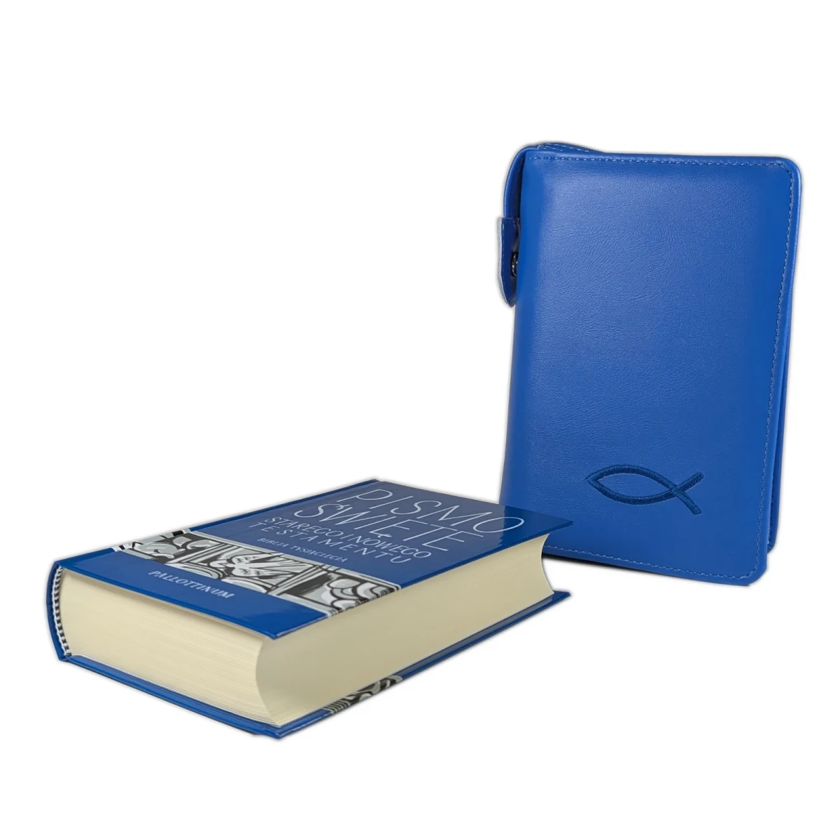 Biblia tysiąclecia, format oazowy w Etui niebieskim z haftem.