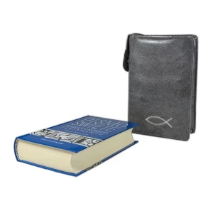 Biblia tysiąclecia, format oazowy w Etui szarym z haftem.