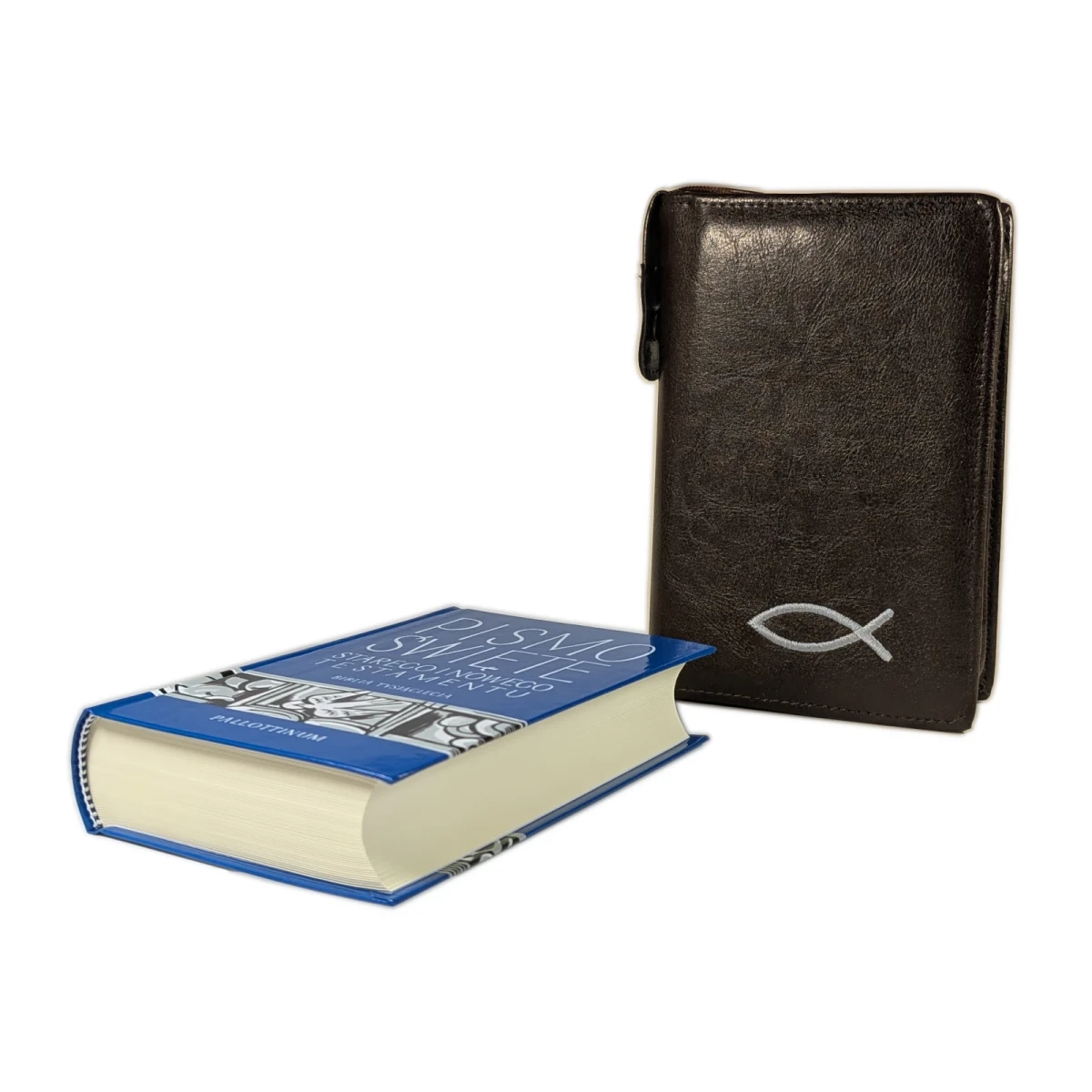 Biblia tysiąclecia, format oazowy w Etui kasztanowym z haftem.