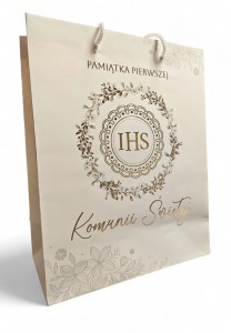 Torebka prezentowa. Pierwsza Komunia Świętej - IHS złocenia 