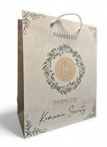 Torebka prezentowa. Pierwsza Komunia Świętej - IHS złocenia  wz 2