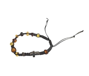 Różaniec bursztynowy. Bransoletka, dziesiątka na sznurku. 