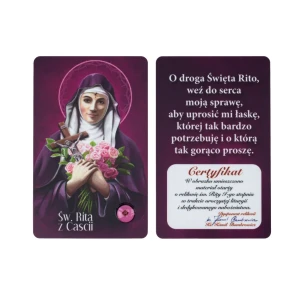 Św Rita z Cascii. Karta z relikwiami III stopnia. 