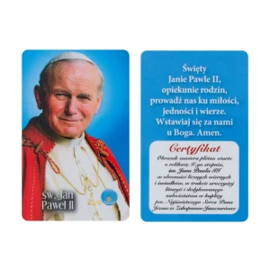 Św Jan Paweł II. Karta z relikwiami III stopnia.  