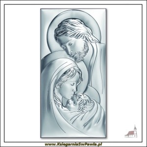 Srebrny Obrazek św. Rodzina  -  duży. Grawer Gratis