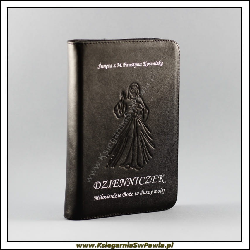 Dzienniczek. Miłosierdzie Boże w duszy mojej. Oprawa skórzana. Czarna