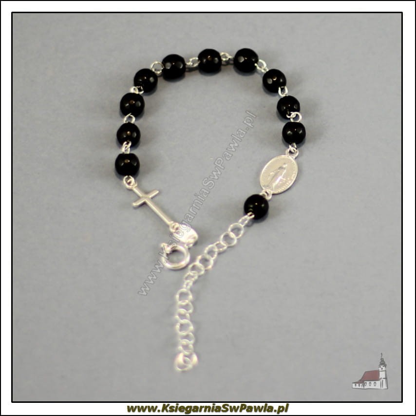 Różaniec bransoletka, dziesiątka. Czarny Jadeit.