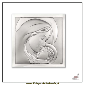Srebrny Obrazek Matka Boska z Dzieciątkiem  - kwadrat średni