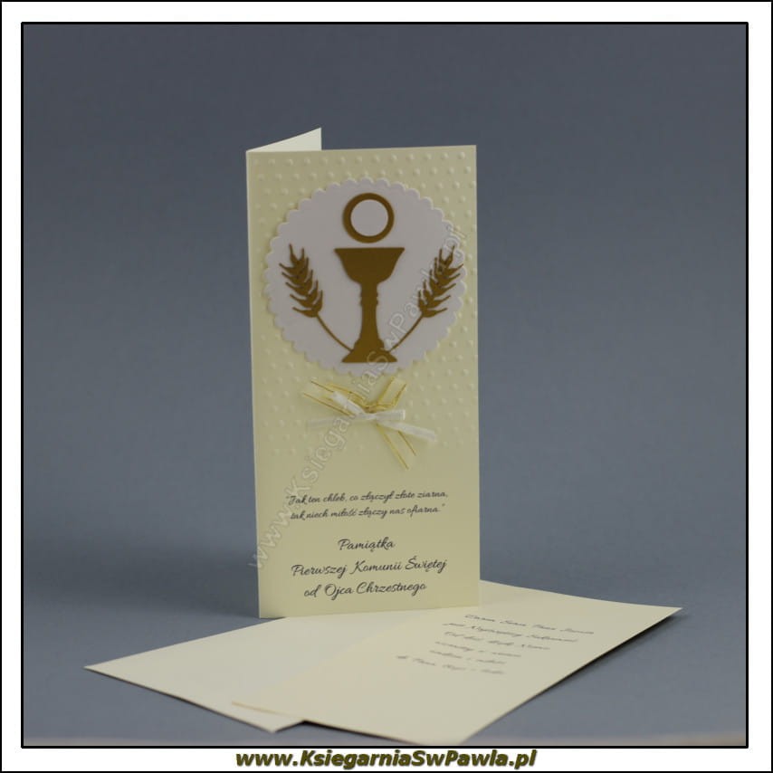 Kartka Pamiątka Pierwszej Komunii Świętej od Ojca Chrzestnego