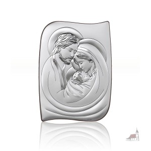 Srebrny Obrazek św. Rodzina  -  Średnia. Grawer pamiątka ślubu