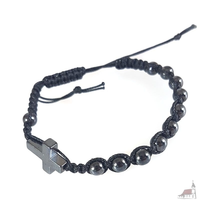 Różaniec bransoletka, dziesiątka na sznurku. Hematyt