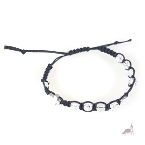 Różaniec bransoletka, dziesiątka na sznurku. Kryształ górski.