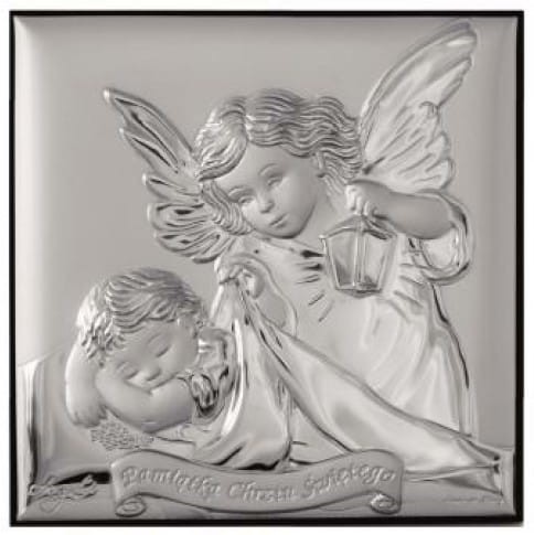Srebrny Obrazek Anioł Stróż z latarenką