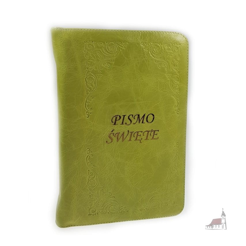 Biblia Tysiąclecia - oprawa skóra jasno zielona, paginowana