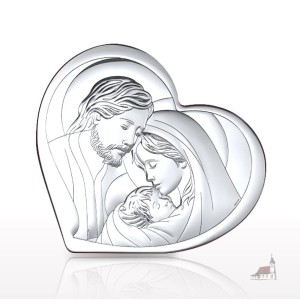 Srebrny Obrazek św. Rodzina  -  Serce. Mała. 