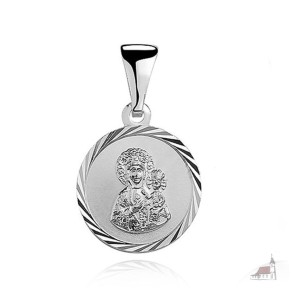 Medalik Srebrny. Matka Boska Częstochowska.  Módl się za nami.