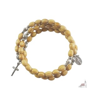 Bransoletka. Różaniec drewniany. Krzyż prosty