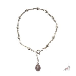 Srebrny Różaniec Bransoletka Z Cudownym Medalikiem