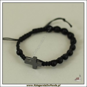 Różaniec bransoletka, dziesiątka na sznurku. Onyks matowy