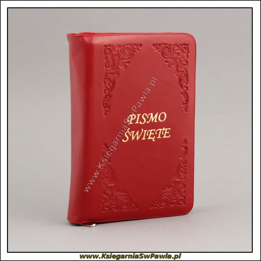 Pismo Święte - Biblia Tysiąclecia - skóra - czerwona  - paginowana