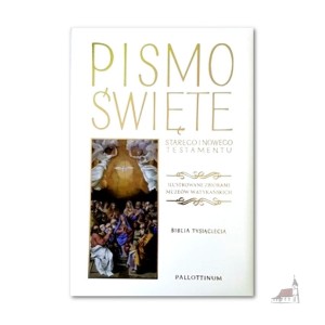 Pismo Święte, Biblia Tysiąclecia Ilustrowana zbiorami muzeów Watykanu. Biała oprawa.