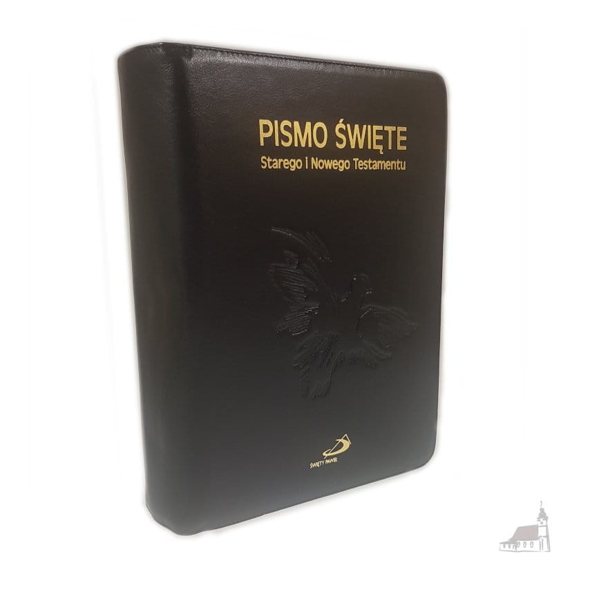 Pismo Święte, paginatory, oprawa czarna skórzana zapinana na zamek