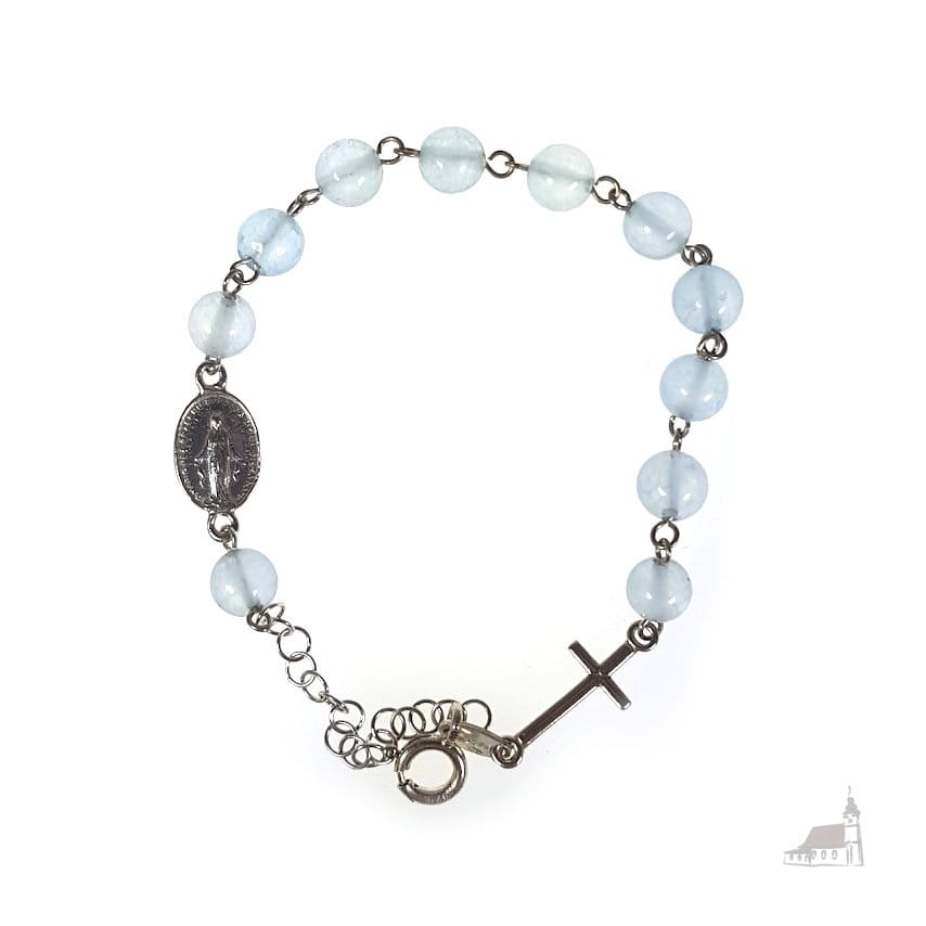 Różaniec bransoletka, dziesiątka. Błękitny Jadeit.