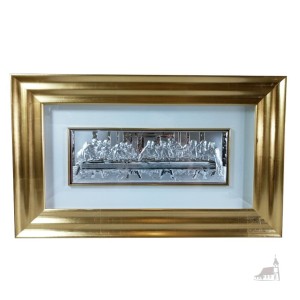  Ostatnia wieczerza. Srebrny Obraz w ramie złoconej. Grawer gratis.