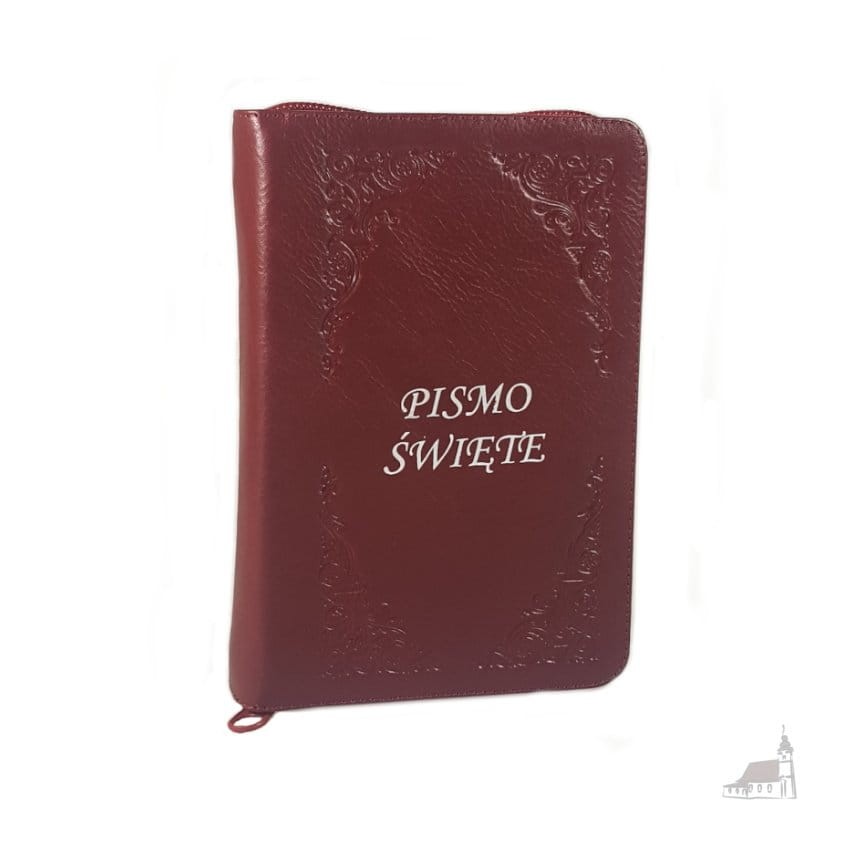 Biblia Tysiąclecia - format oazowy - oprawa skóra bordo - paginowana